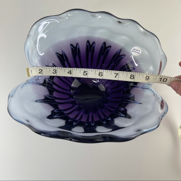 Unikat Van Eyk Signed & Numbered German Mid-century Fluted Purple Glass Bowl - Picture 12 of 14